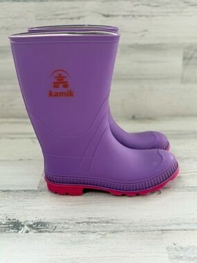 Kamik Big Girls Size 4 Stomp Waterproof Rain Snow Boots In Purple/Red